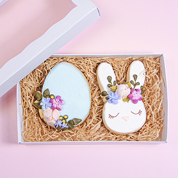Buttercream Floral Egg and Bunny Cookies