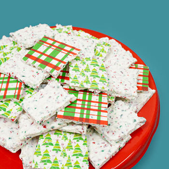 Peppermint Bark with Christmas Chocolate Transfer