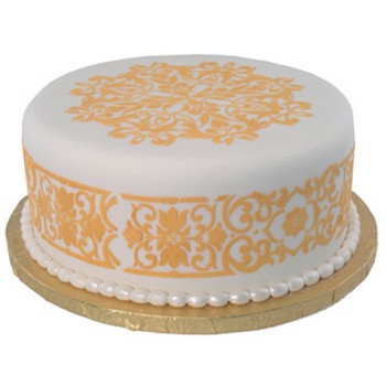 French Medallion Stenciled Cake