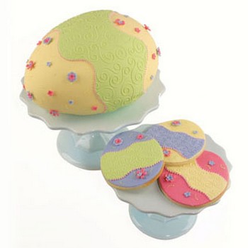 Whimsy Swirl 3D Easter Egg Cake and Cookies