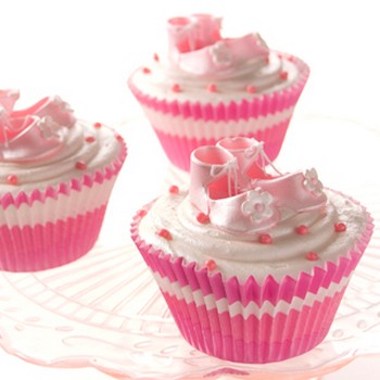 Pink Baby Shoes Cupcakes