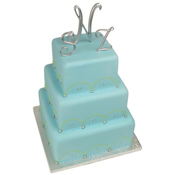 Blue Monogram Cake