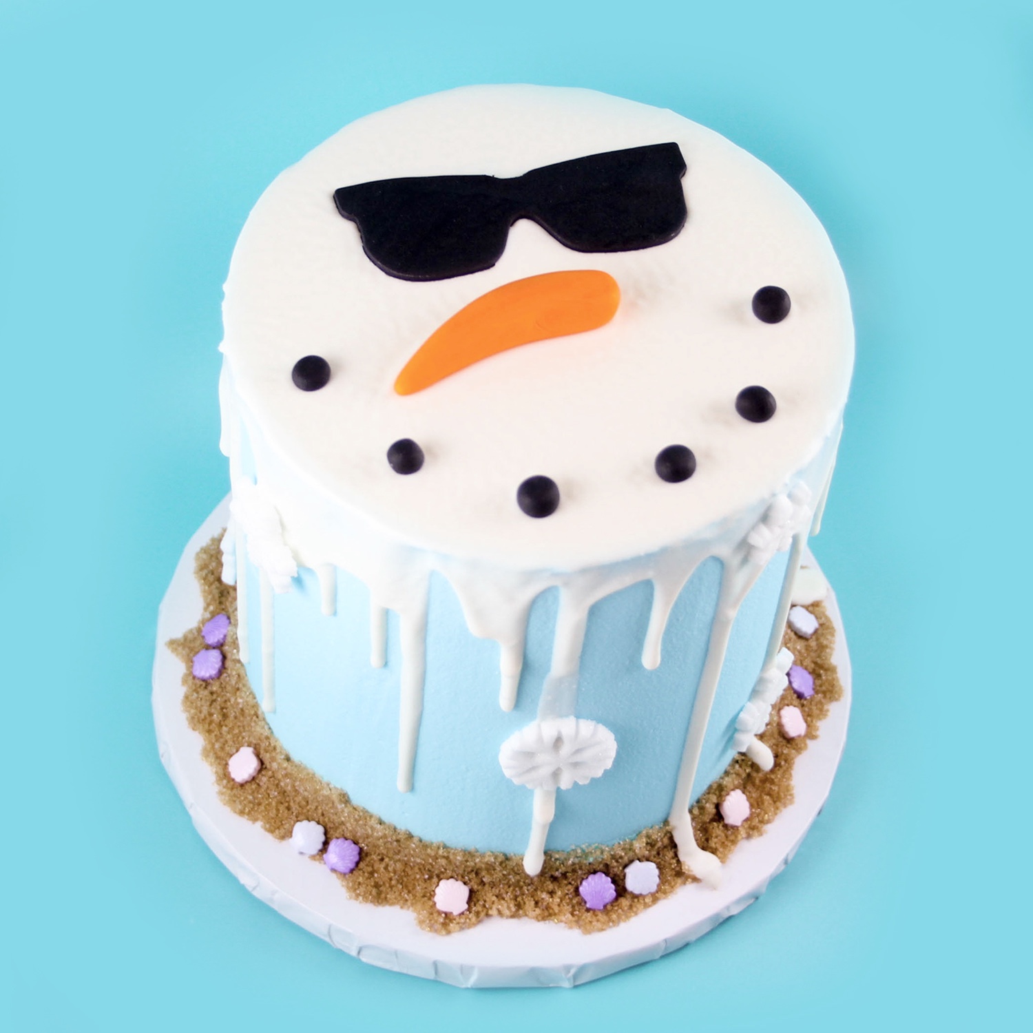Melting Snowman Drip Cake