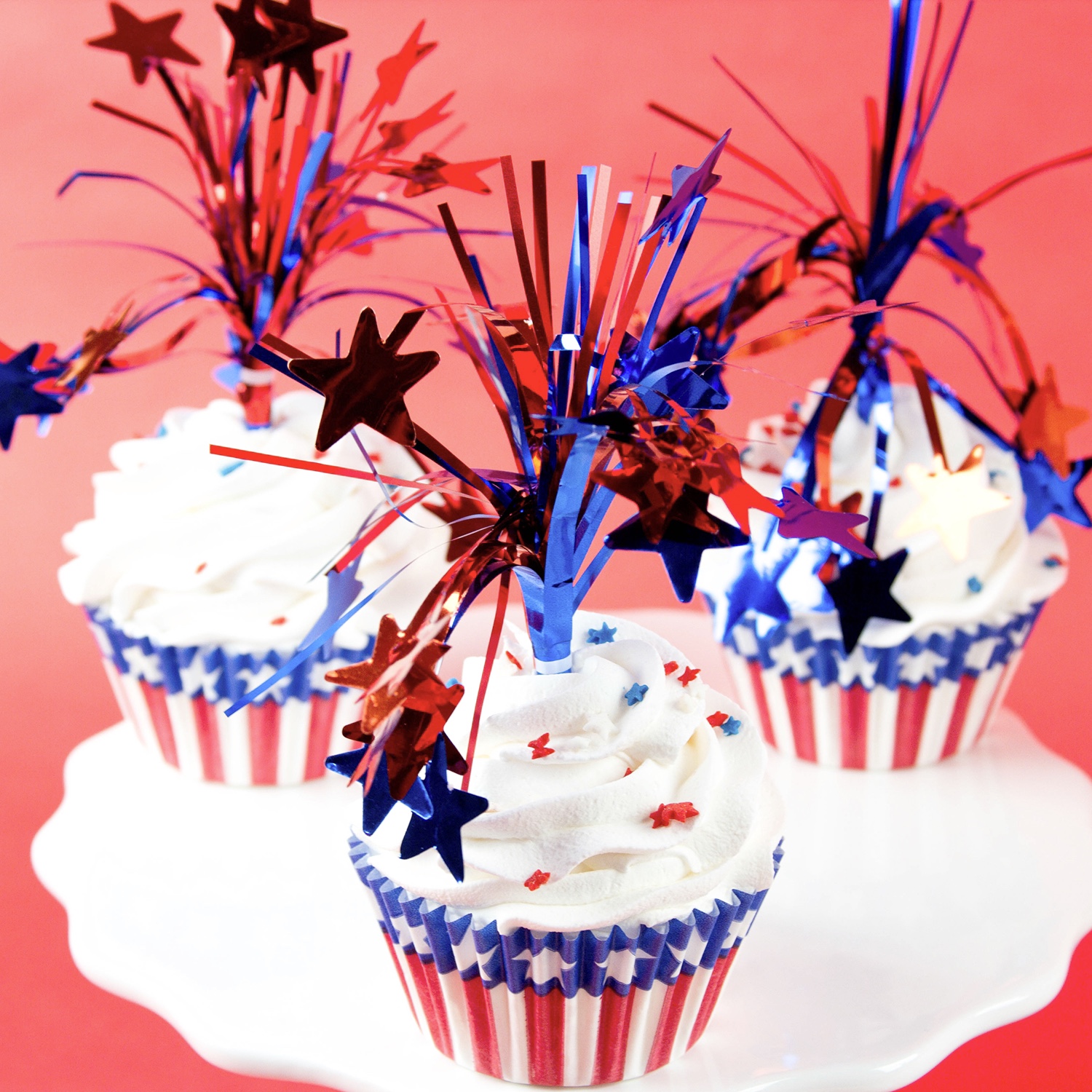 Firework Tinsel Cupcakes