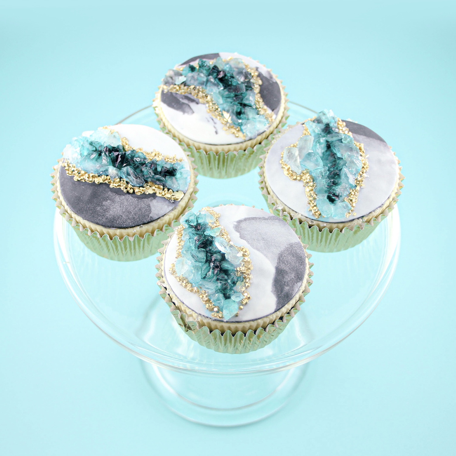 geode and marble cupcakes