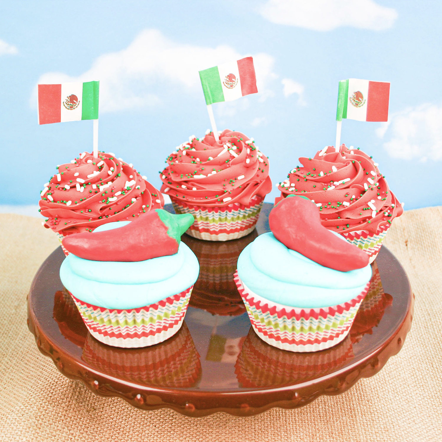 Mexican Flag & Chile Cupcakes
