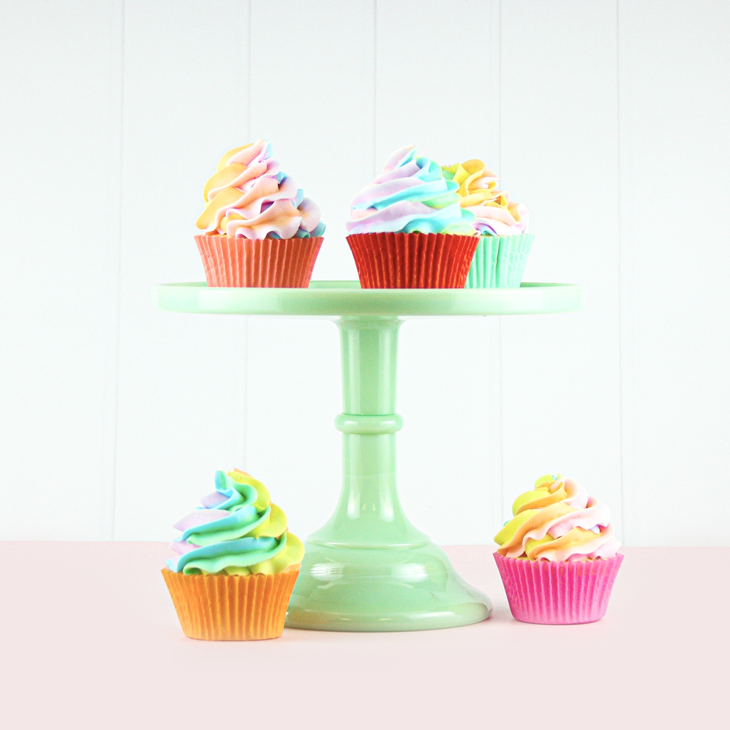 Rainbow Frosted Cupcakes