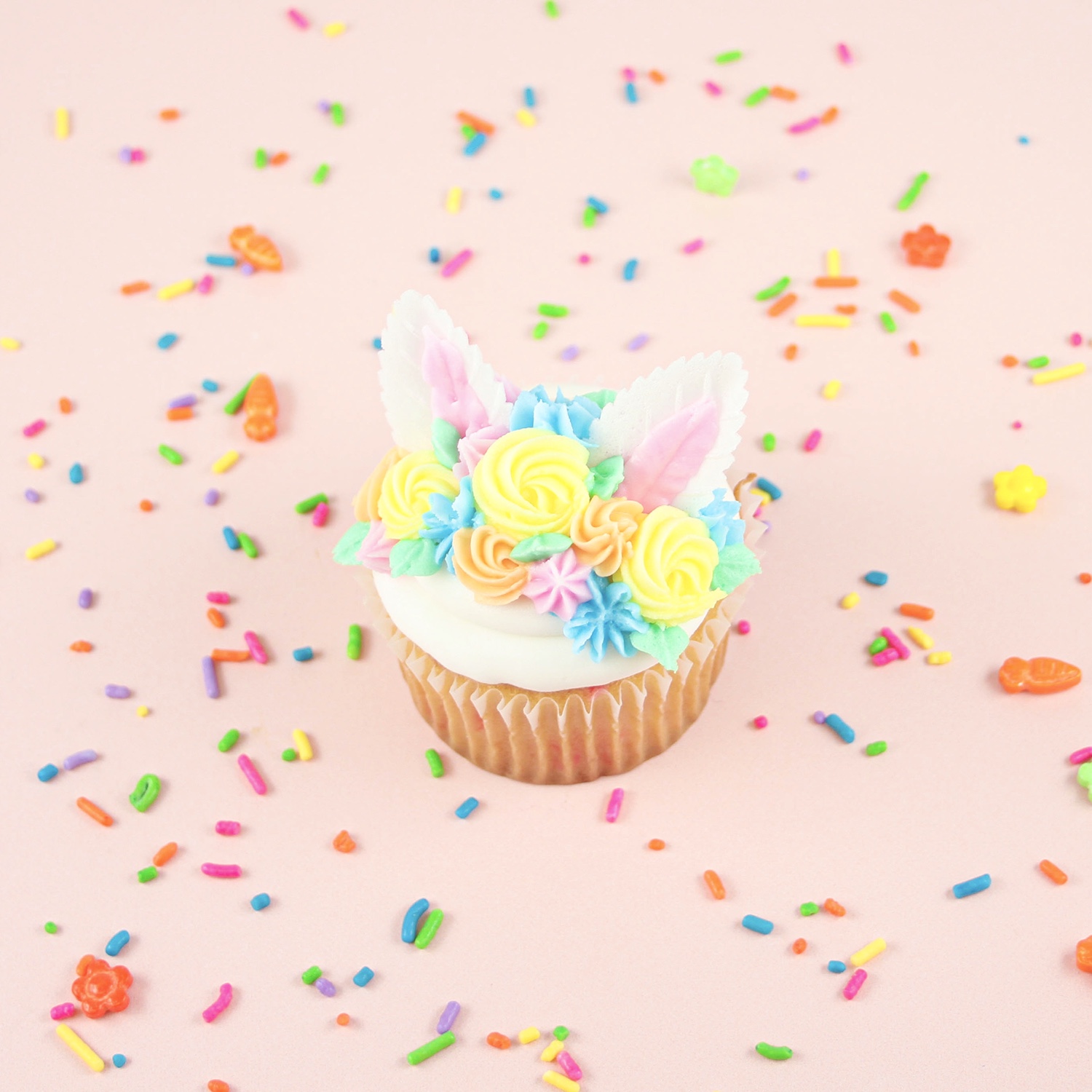 Floral Bunny Ear Cupcake