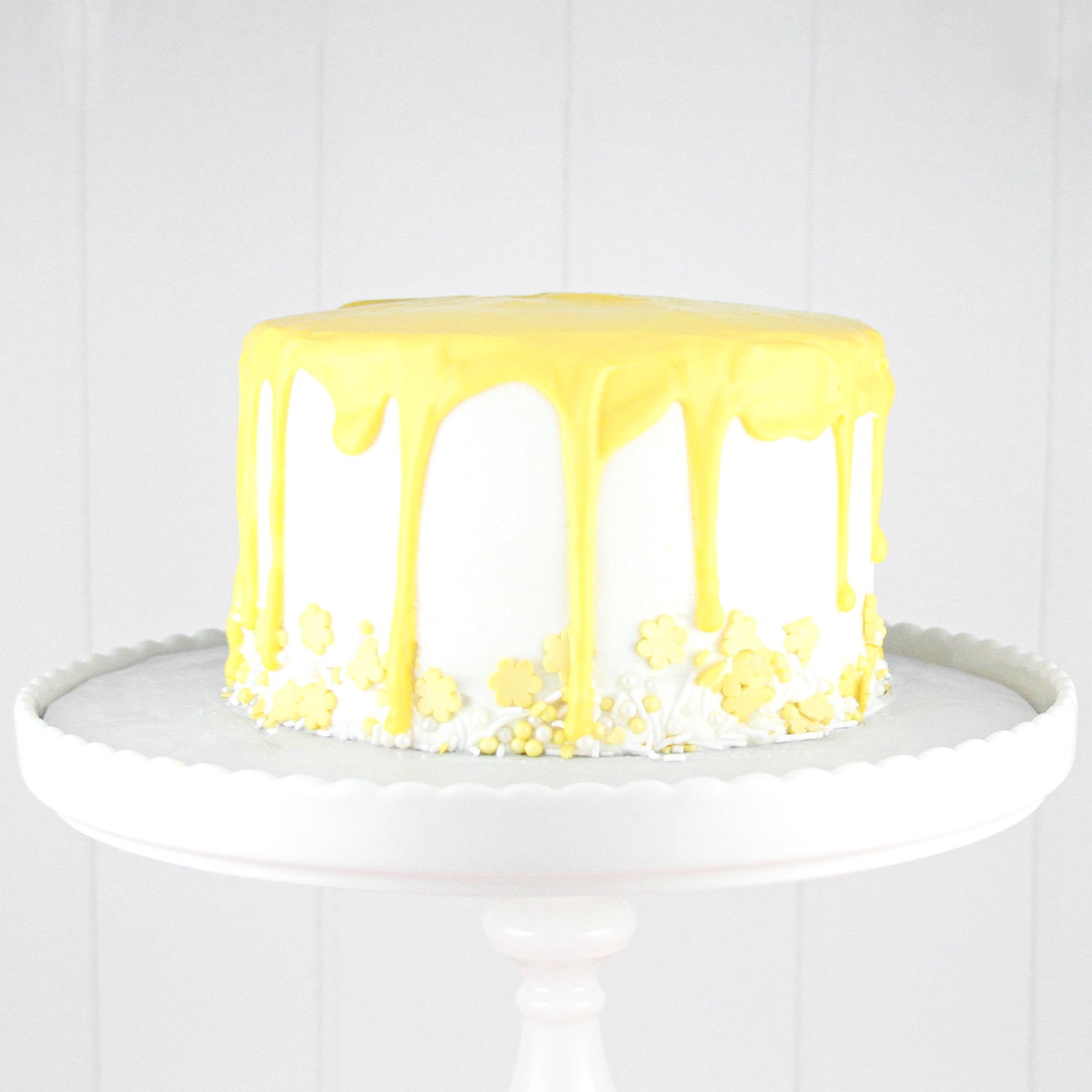 Yellow Floral Drip Cake