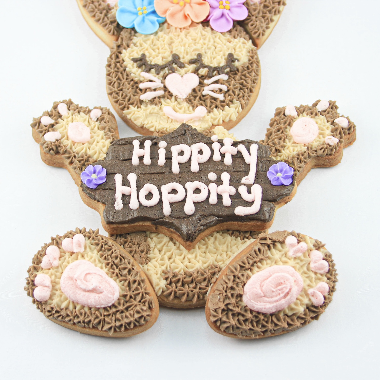 Hippity Hoppity Buttercream Decorated Bunny Cookie Puzzle