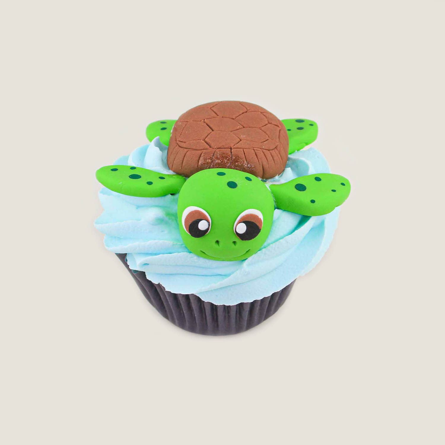 Hand scuplted fondant turtle cupcake topper