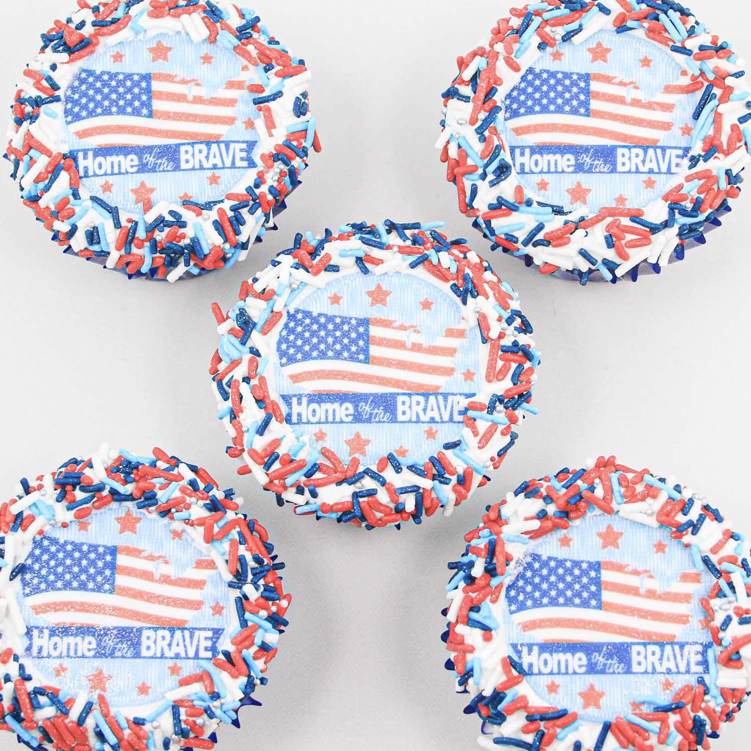 Patriotic Flag edible image cupcake topper