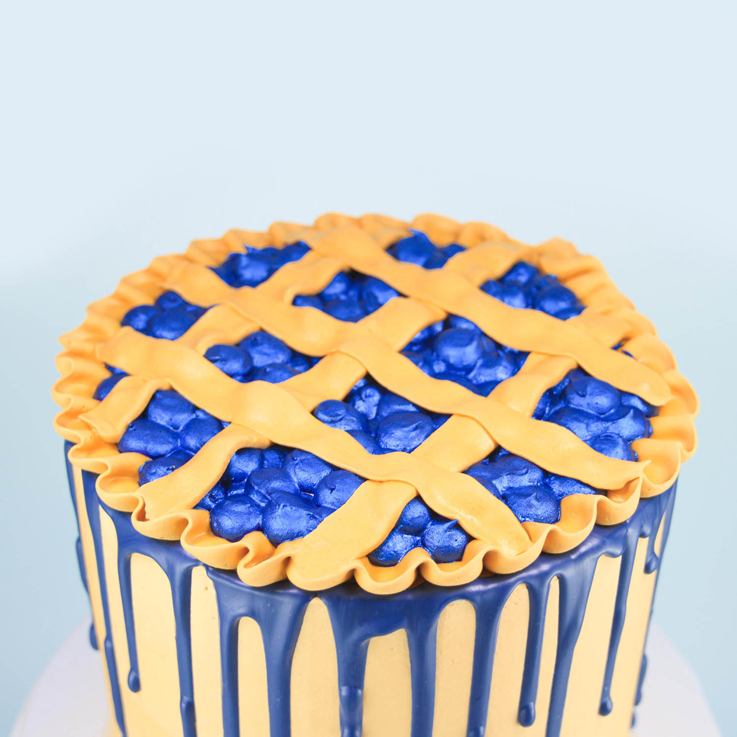 Top of cake decorate like a real blueberry pie
