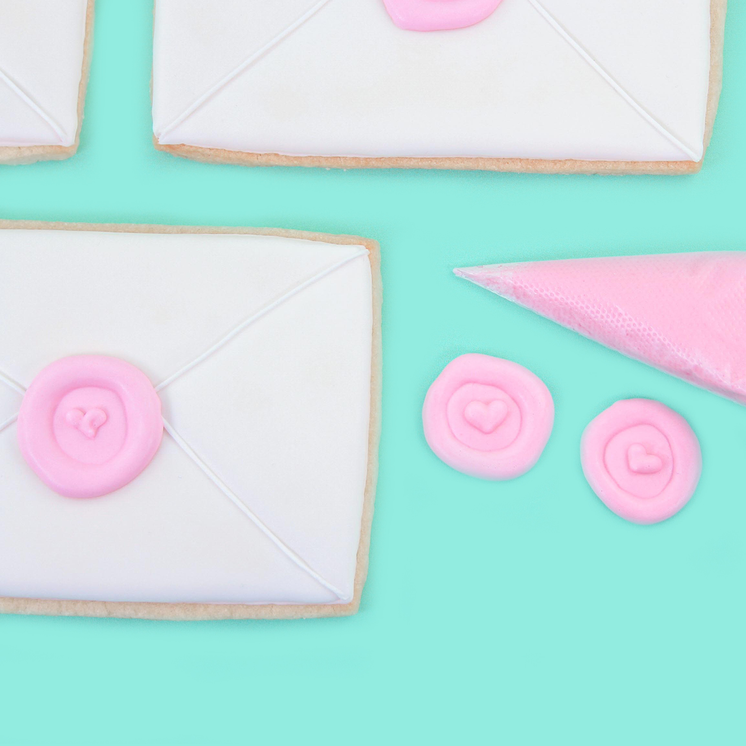 Finished Royal Icing Envelope Cookies