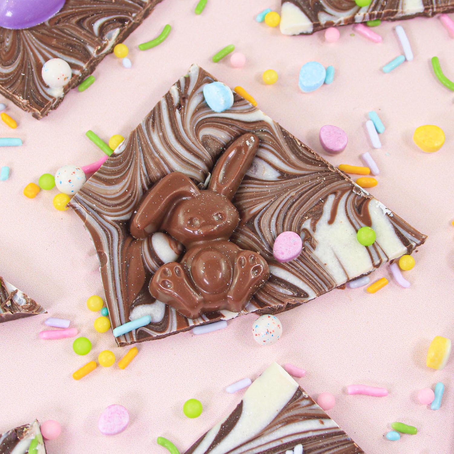 Finished piece of bunny chocolate bark