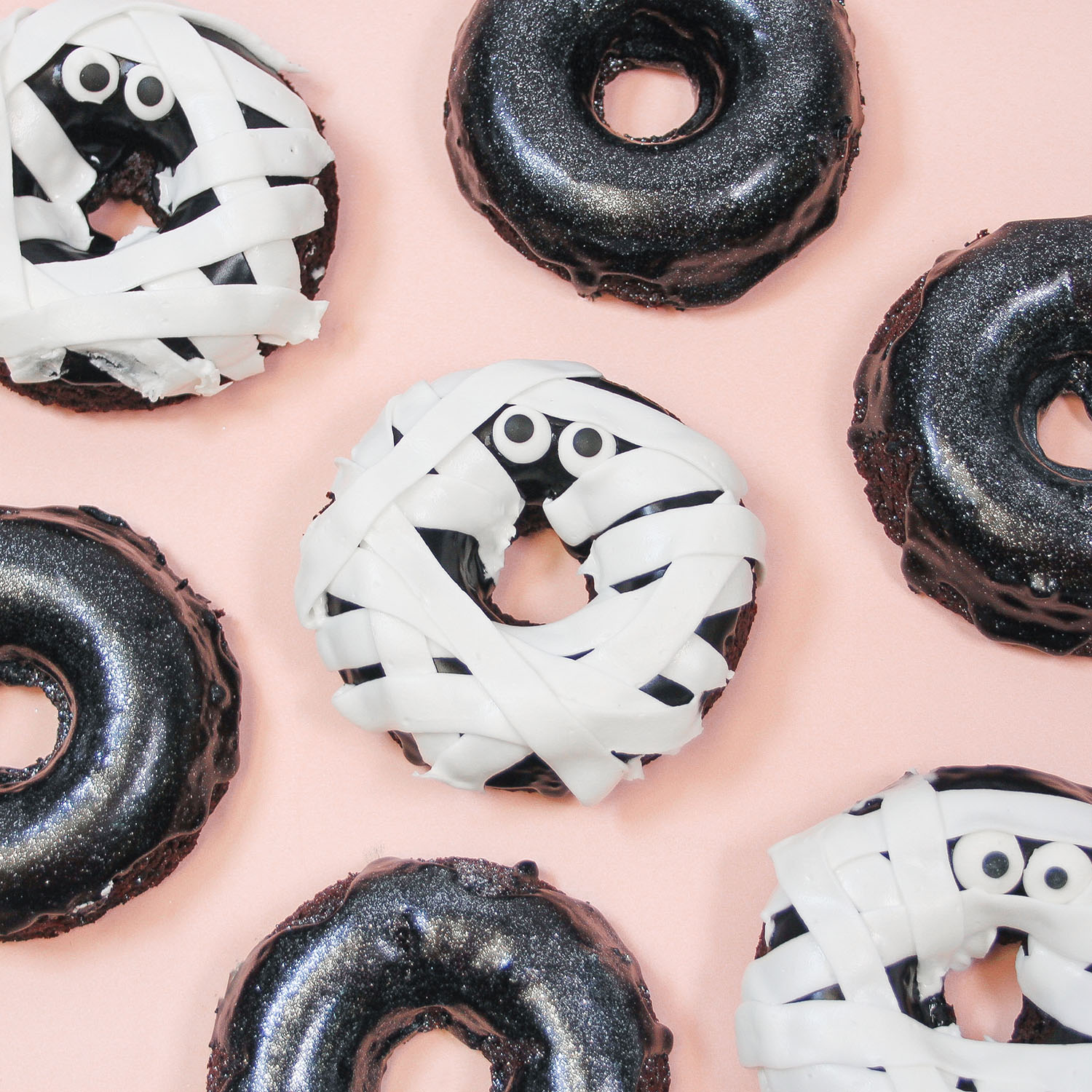 Mummy Donuts and Black Glittered Donuts