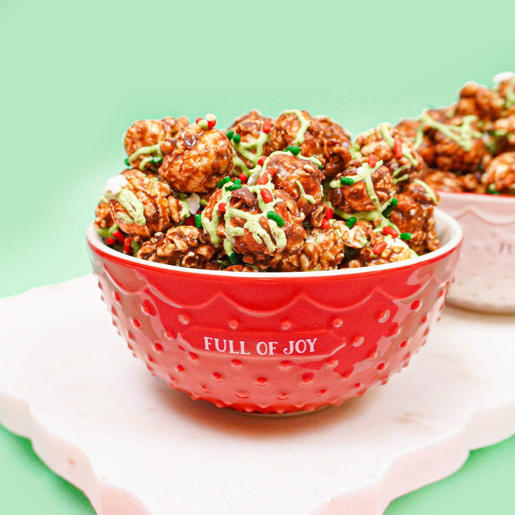 Festive Christmas Chocolate Popcorn with Sprinkles