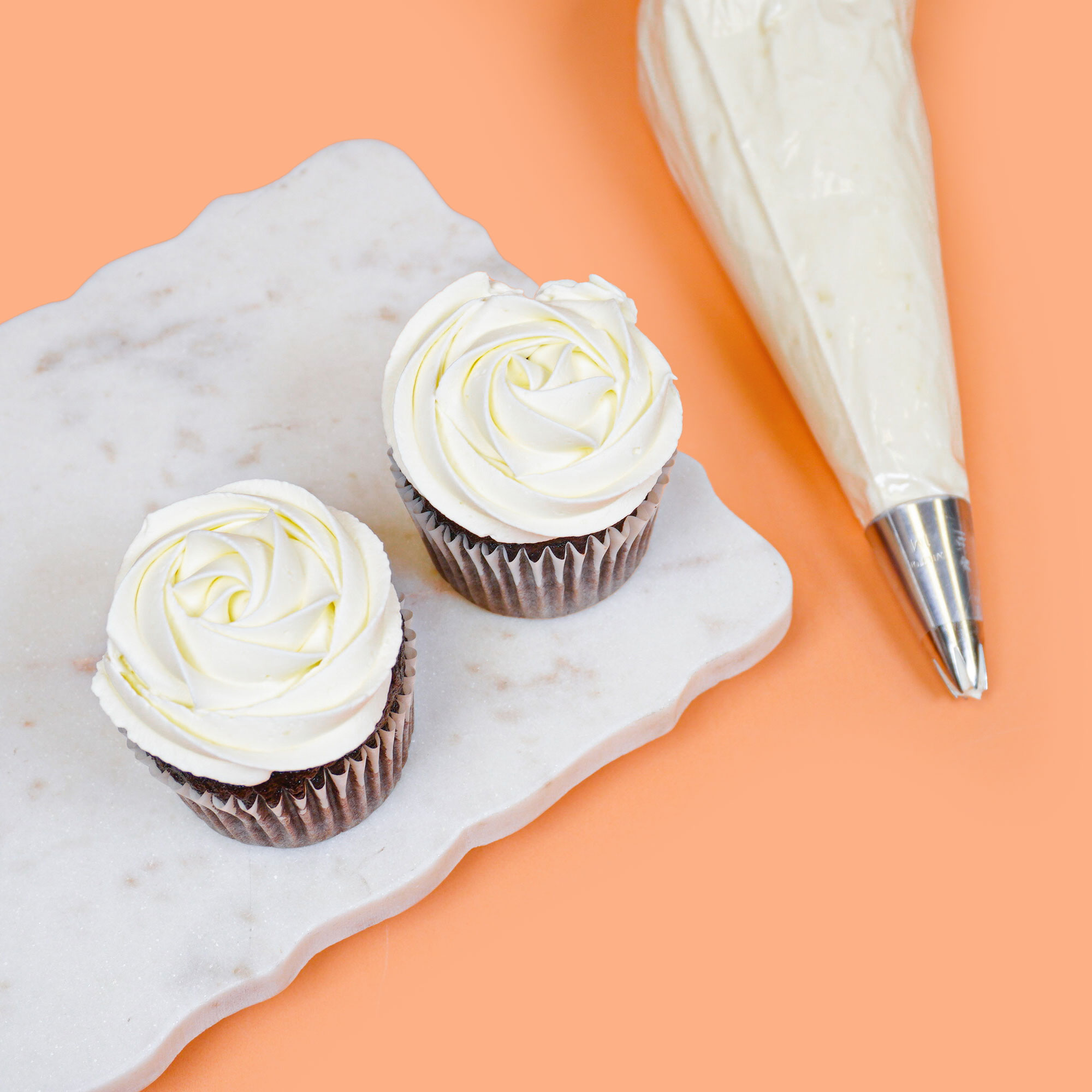 chocolate cupcake with stabilized whipped cream