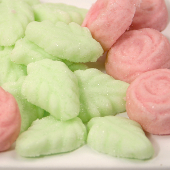 Butter Mints shaped like roses and leaves