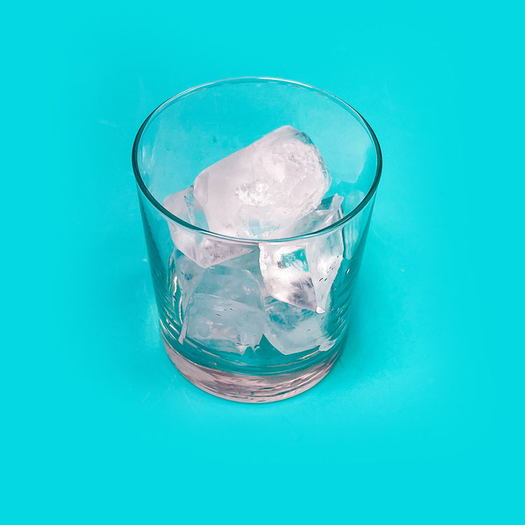 cup full of ice cubes
