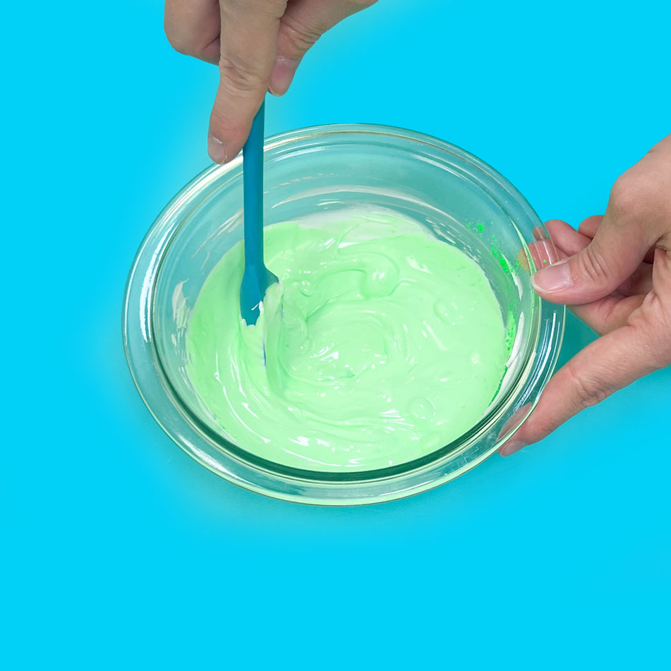 neon green melted chocolate that glows under uv light