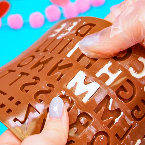 removing chocolate letters from silicone mold
