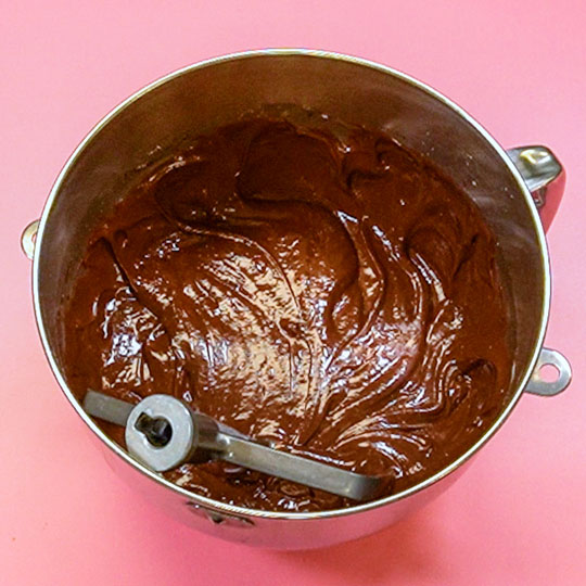 chocolate cake mix in a mixing bowl