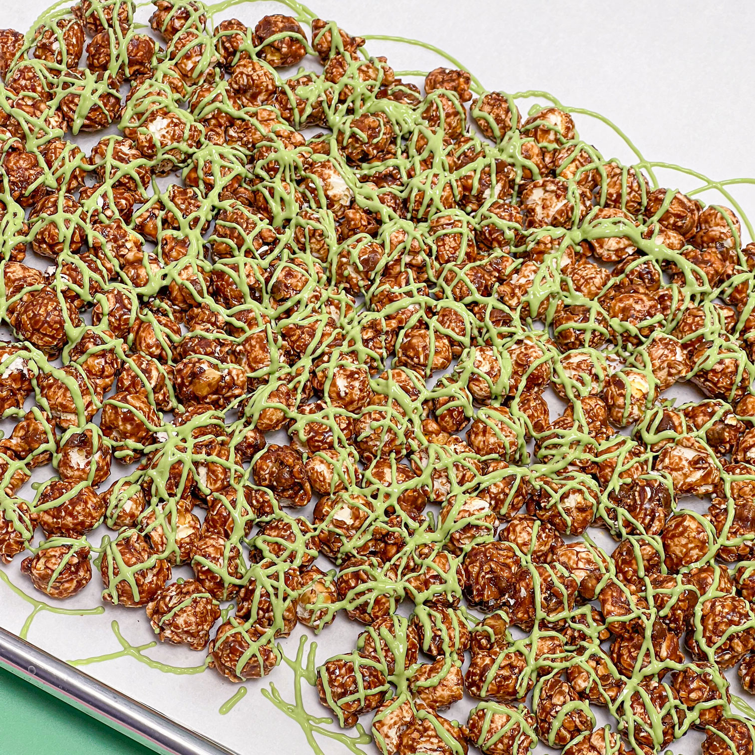 popcorn drizzled with chocolate