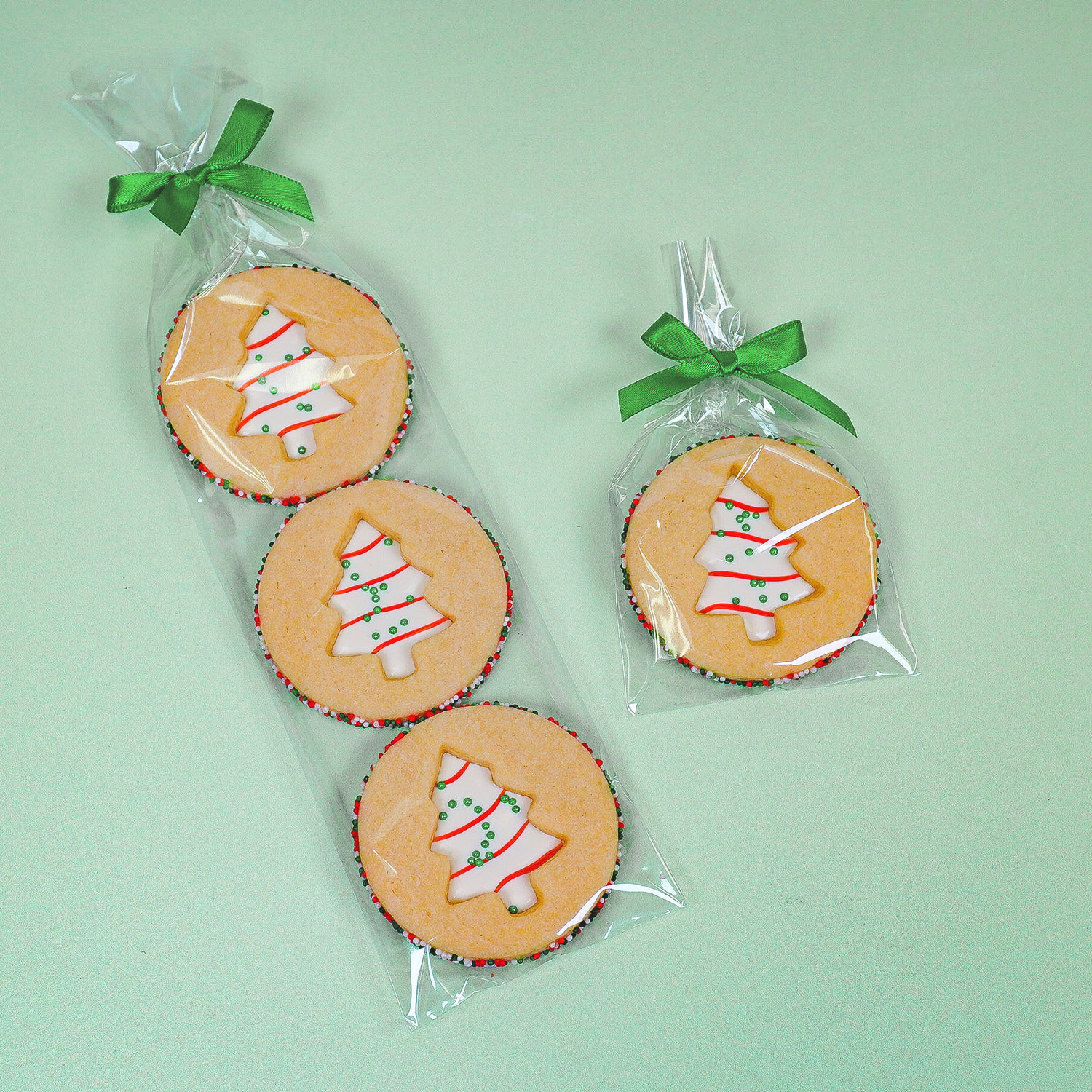 Christmas Tree Cut-Out Sugar Cookies in Cello Bag
