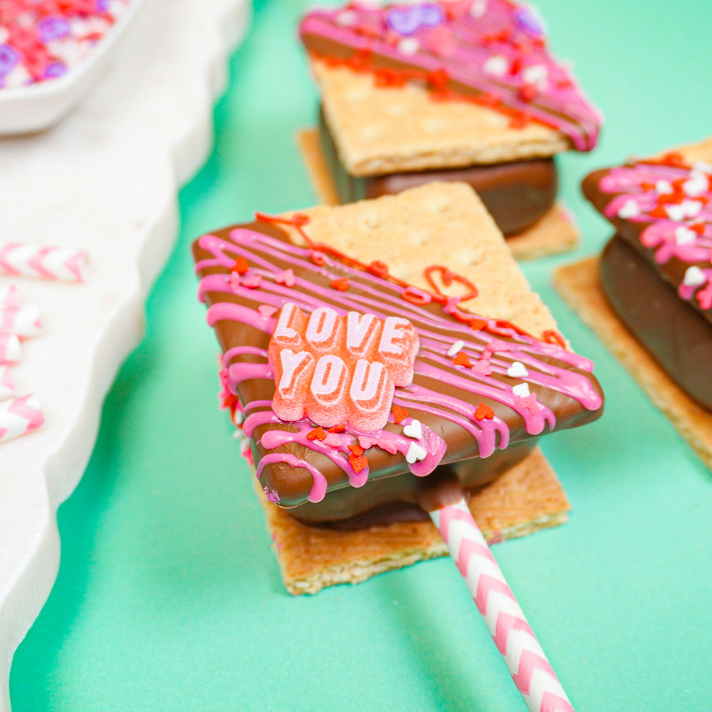 s'mores pop with edible sugar decoration