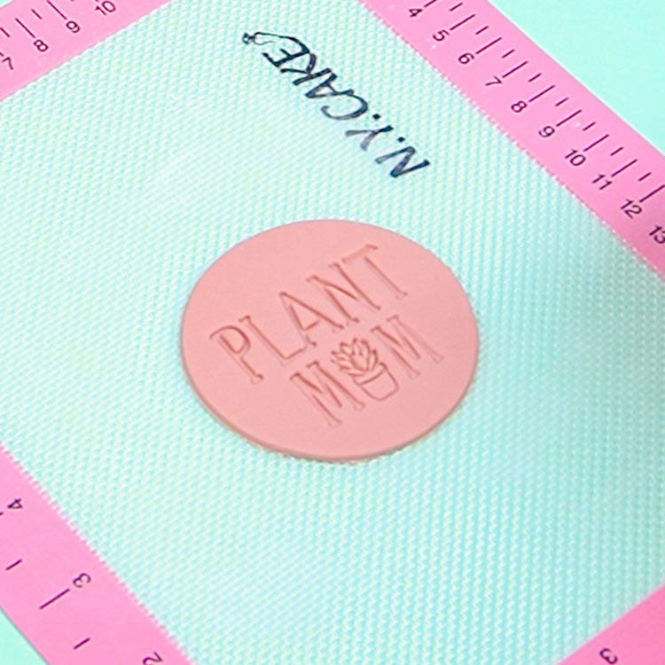 plant mom fondant plaque on silicone mat