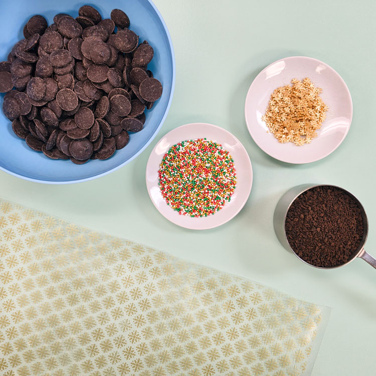 preparing ingredients for thin mint bark
