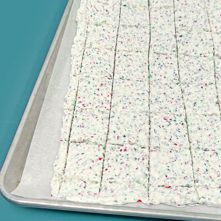 peppermint bark scored into squares