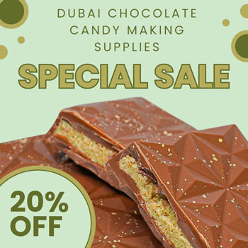 dubai chocolate candy bar cut in half to show our pistachio cream