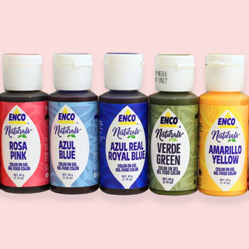 line up of different natural food color gels