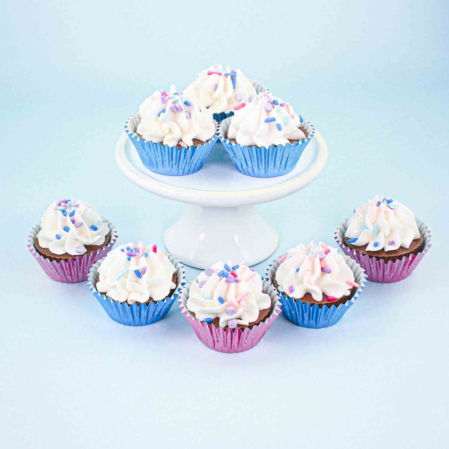 Cupcake Creations Light Blue Mini Baking Cups (60 Pack)