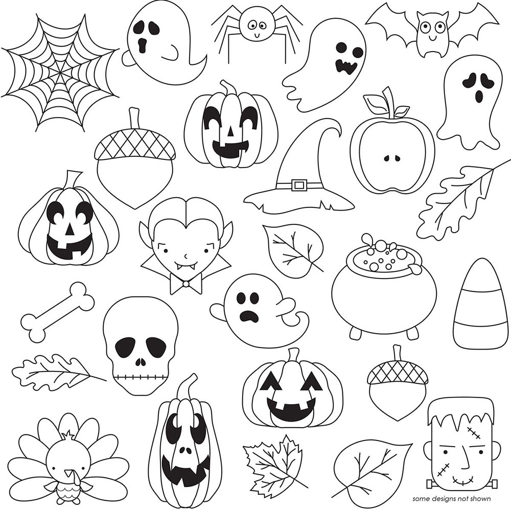 Halloween and Fall Pattern Sheets for creating royal icing accents for cakes, cookies and cupcakes.